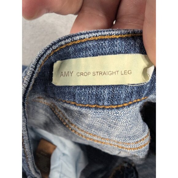 Kut from the Kloth Jeans Womens Size 12 Blue Amy Crop Straight Leg Rolled Cuffs - Picture 14 of 15